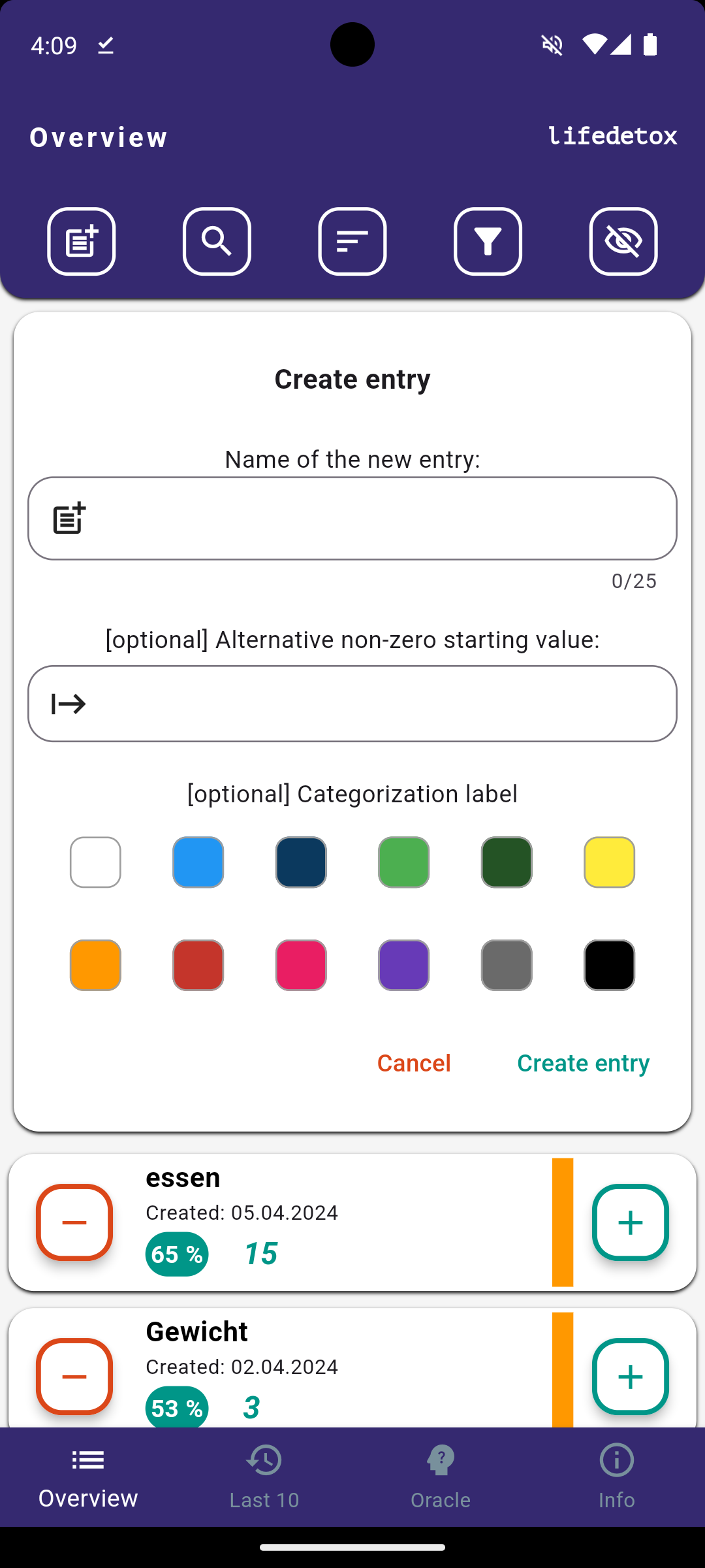 Create entry